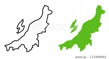 シンプルな日本の新潟県の地図のアイコンイラスト シンプルな日本の新潟県の地図のアイコンイラスト 115999993