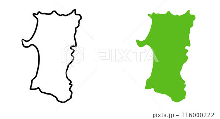 シンプルな日本の秋田県の地図のアイコンイラスト シンプルな日本の秋田県の地図のアイコンイラスト 116000222