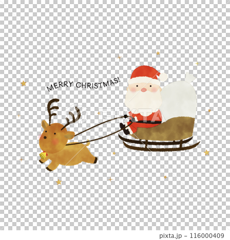 聖誕老人在雪橇上水彩插圖 聖誕老人在雪橇上水彩插圖 116000409