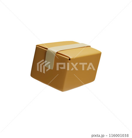 3D vector illustration from a craft box with adhesive tape for storage, packaging and delivery 3D vector illustration from a craft box with adhesive tape for storage, packaging and delivery 116001038