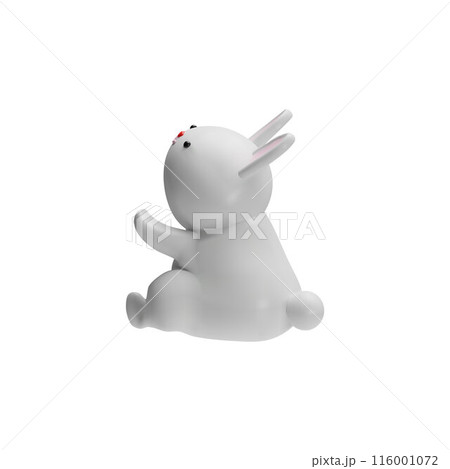 3d vector illustration of a rabbit sitting view from the back on a white background 3d vector illustration of a rabbit sitting view from the back on a white background 116001072