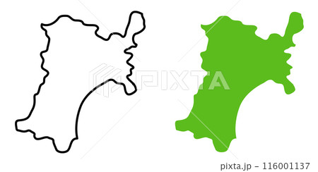シンプルな日本の宮城県の地図のアイコンイラスト 116001137
