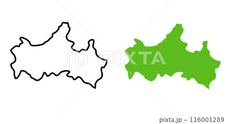 シンプルな日本の山口県の地図のアイコンイラスト 116001289