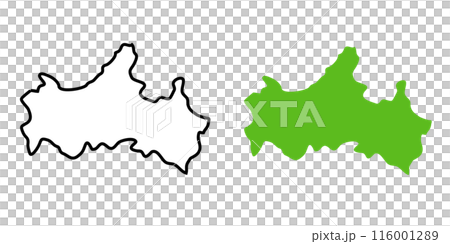 シンプルな日本の山口県の地図のアイコンイラスト 116001289