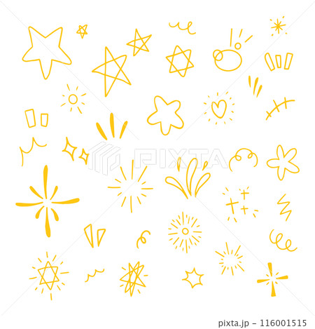 Various star and sparkle doodle hand drawn for element and illustration 116001515