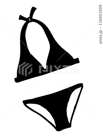 Summer swimsuit bikini doodle hand drawn in flat style 116001609
