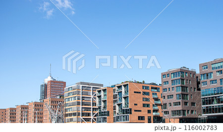 Facades of modern buildings in the city of Hamburg Germany. 116002783