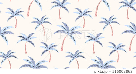 Palm coconut tree seamless pattern design. Tropical summer beach print background 116002862