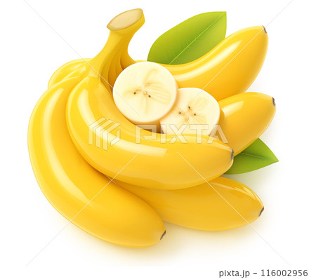 Illustration of a bunch of bananas with sliced pieces, illustration isolated on a white background 116002956