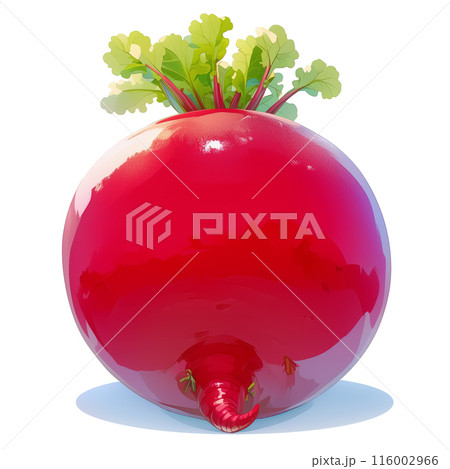 Single beet with green leaves, illustration isolated on a white background 116002966