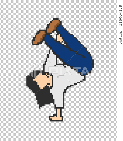 ブレイクダンス女性_ドット絵(白服) 116004129