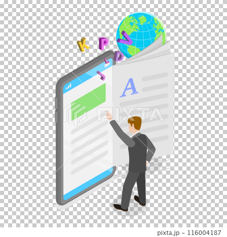3D Isometric Flat  Illustration of Online Library. Item 1 116004187