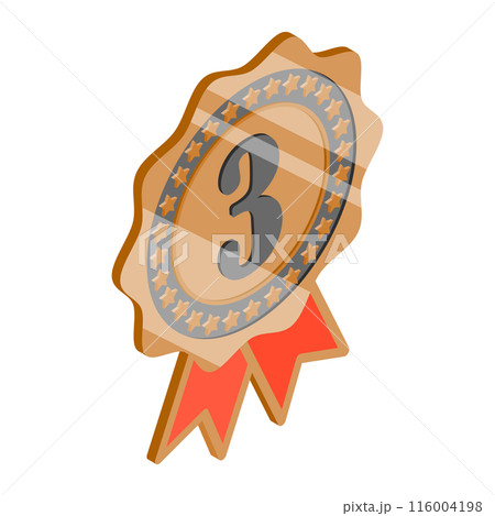 3D Isometric Flat  Illustration of Winner Rosette Set. Item 1 116004198