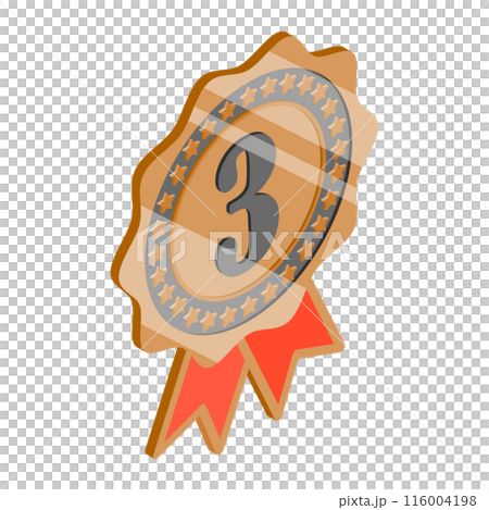 3D Isometric Flat  Illustration of Winner Rosette Set. Item 1 116004198