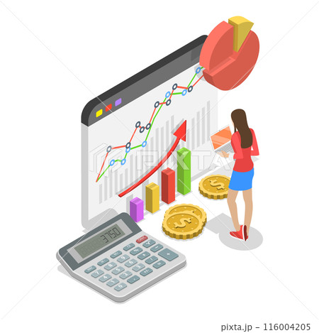 3D Isometric Flat  Illustration of Budget And Financial Planning. Item 1 116004205
