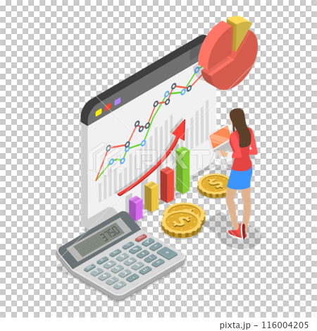 3D Isometric Flat  Illustration of Budget And Financial Planning. Item 1 116004205