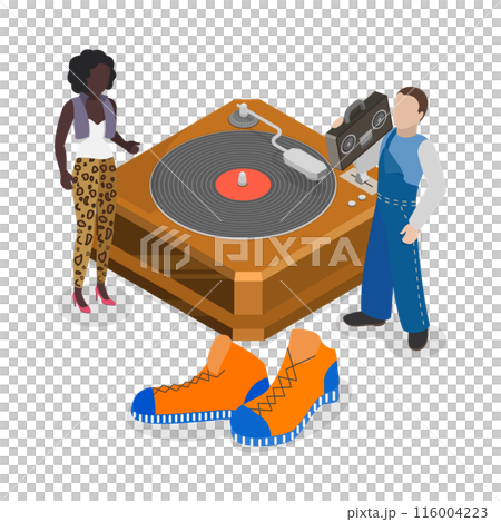 3D Isometric Flat  Illustration of Rap Music Lifestyle. Item 1 116004223