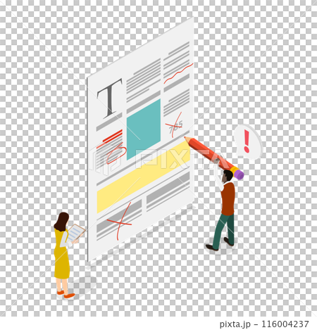 3D Isometric Flat  Illustration of Proofreading and Copywriting. Item 2 116004237