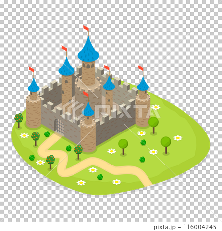 3D Isometric Flat  Set of Fairytale Characters and Items. Item 9 116004245