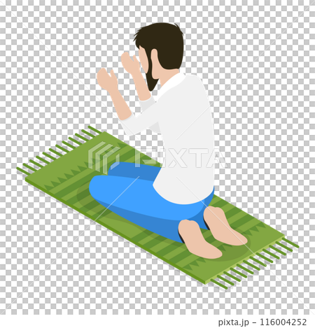 3D Isometric Flat  Set of Muslim Islam Items and People. Item 4 116004252
