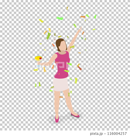 3D Isometric Flat  Set of Drunk People. Item 4 116004257