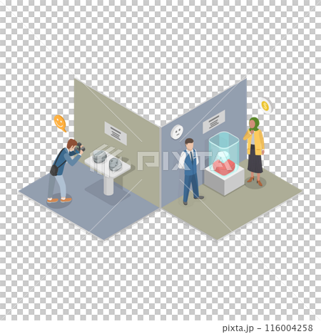 3D Isometric Flat  Illustration of Arts And Paleontology Museum. Item 1 116004258