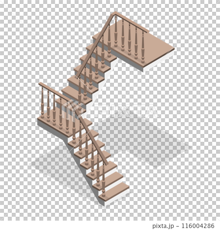 3D Isometric Flat  Set of Staircases. Item 1 116004286