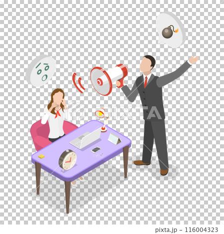 3D Isometric Flat  Illustration of Bullying Boss. Item 3 116004323