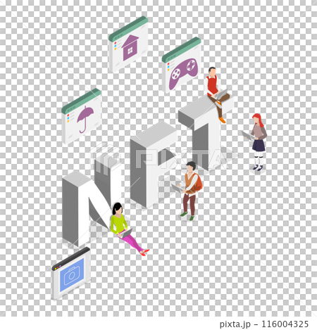 3D Isometric Flat Illustration of NFT. Item 3 3D Isometric Flat Illustration of NFT. Item 3 116004325