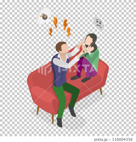 3D Isometric Flat  Illustration of Domestic Violence. Item 1 116004356
