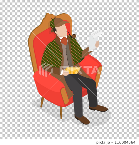 3D Isometric Flat  Set of Inspector Holmes Characters. Item 4 116004364