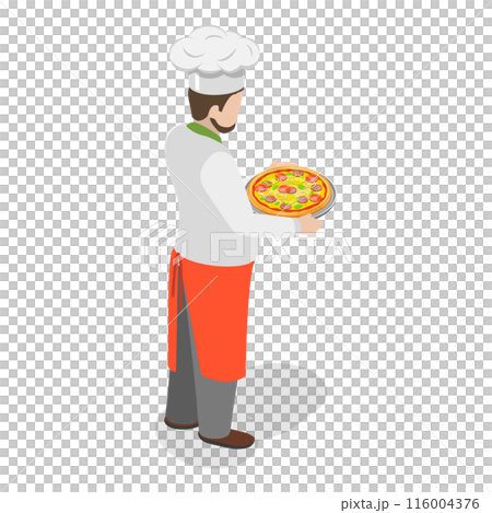 3D Isometric Flat Illustration of Italian Chef. Item 2 3D Isometric Flat Illustration of Italian Chef. Item 2 116004376