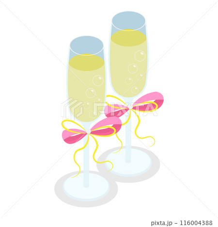 3D Isometric Flat  Set of Wedding Elements. Item 4 116004388
