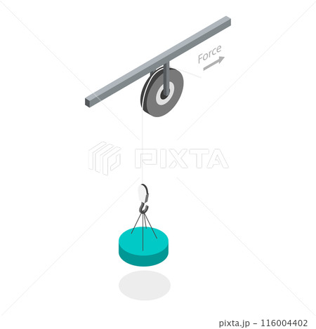 3D Isometric Flat  Illustration of Pulley Types. Item 4 116004402