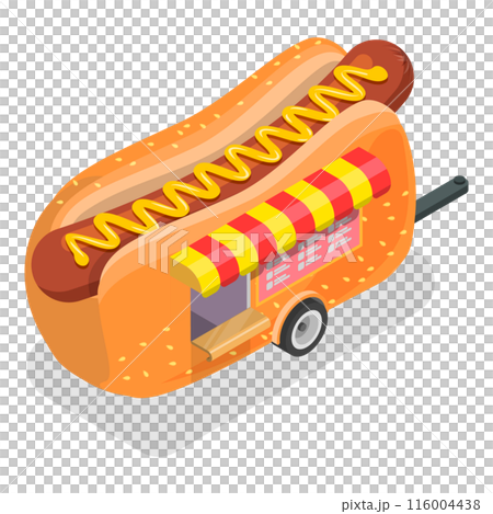 3D Isometric Flat  Illustration of Street Food Trucks. Item 3 116004438