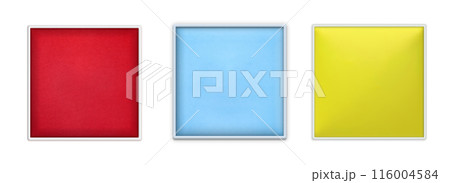 赤色、水色、黄色の四角いフレームのセット 116004584