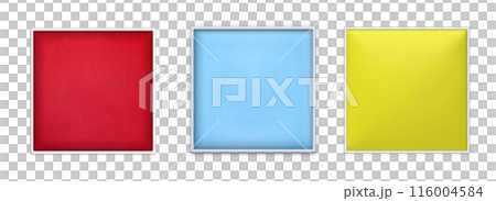 赤色、水色、黄色の四角いフレームのセット 116004584