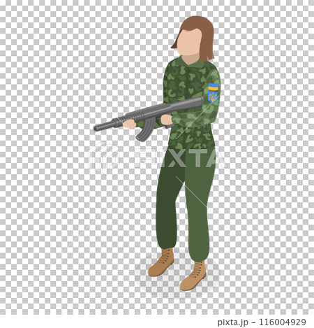 3D Isometric Flat Set of Ukrainian Woman Soldiers. Item 3 3D Isometric Flat Set of Ukrainian Woman Soldiers. Item 3 116004929