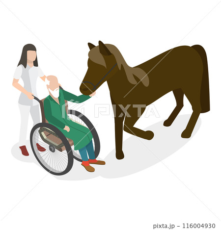 3D Isometric Flat Illustration of Hippotherapy. Item 3 3D Isometric Flat Illustration of Hippotherapy. Item 3 116004930
