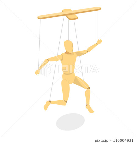3D Isometric Flat Set of Wooden Marionettes. Item 2 3D Isometric Flat Set of Wooden Marionettes. Item 2 116004931