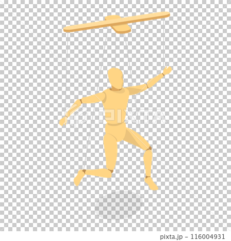 3D Isometric Flat Set of Wooden Marionettes. Item 2 3D Isometric Flat Set of Wooden Marionettes. Item 2 116004931