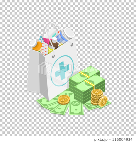 3D Isometric Flat  Illustration of Healthcare Bill. Item 2 116004934