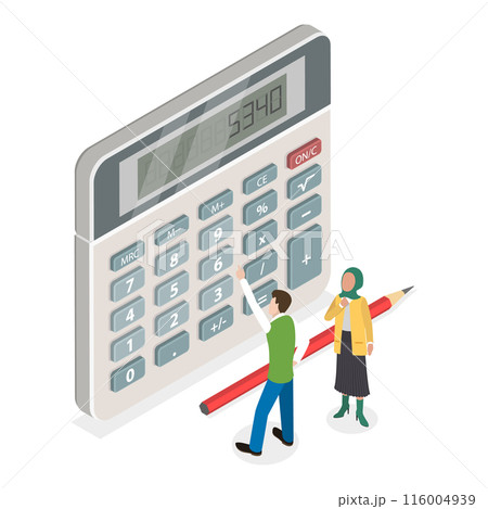 3D Isometric Flat  Illustration of Calculator App. Item 3 116004939