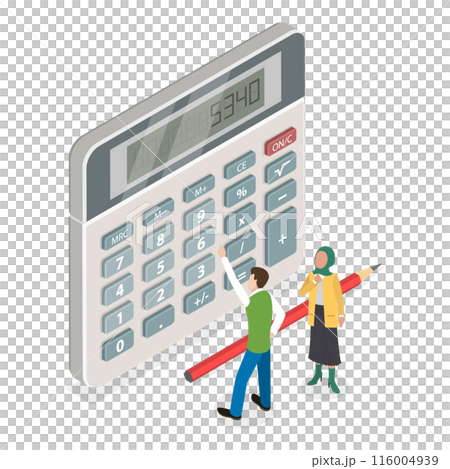 3D Isometric Flat  Illustration of Calculator App. Item 3 116004939