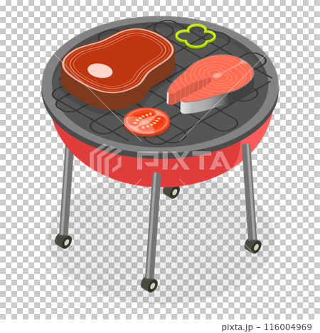 3D Isometric Flat  Set of Barbecue Grills. Item 2 116004969