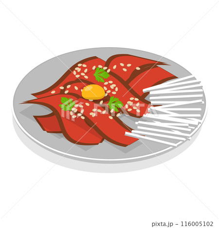 3D Isometric Flat  Set of Korean Food. Item 1 116005102