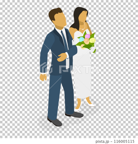 3D Isometric Flat Set of Newlyweds. Item 1 3D Isometric Flat Set of Newlyweds. Item 1 116005115