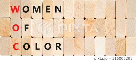 WOC women of color symbol. Concept words WOC women of color on beautiful wooden blocks. Beautiful wooden block background. Business WOC women of color social issues concept. Copy space. WOC women of color symbol. Concept words WOC women of color on beautiful wooden blocks. Beautiful wooden block background. Business WOC women of color social issues concept. Copy space. 116005295
