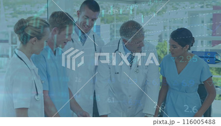 Image of financial data processing over doctors 116005488