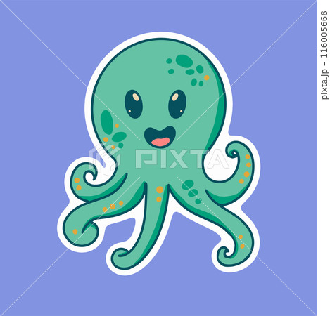 Green Friendly Octopus Sticker 116005668